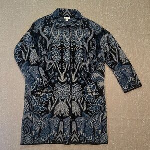 J. Jill Blue Floral Tapestry Cardigan, size S